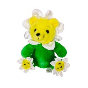 Nanco 2000 Bear Flower Green Yellow White Vintage Sunflower Rare HTF